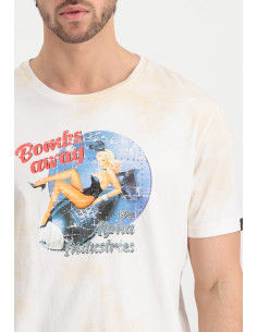 Alpha Industries Pánske Tričko  NOSE ART - Vintage White 2